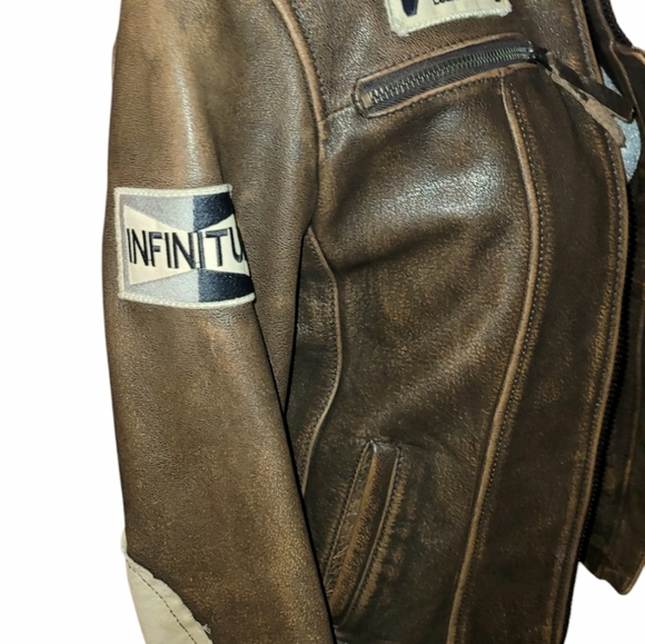 women's K- Yen  brown distressed leather motocross jacket sz med - Picture 3 of 5